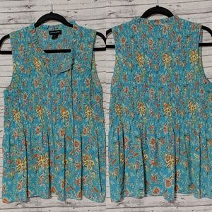 🦋 CYNTHIA ROWLEY Womens Turquoise top